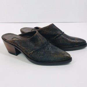 Salphy Dark Brown Dallas Alligator Hand Crafted Heeled Mule